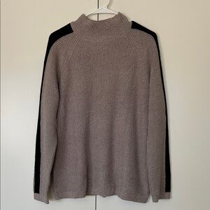 J. Jill Taupe and Black mock Turtleneck Sweater